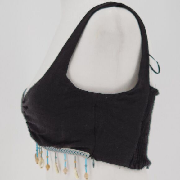 Black crop top with beading under breast by ZARA (S) - Picture 2 of 4